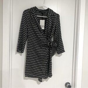 NWT Zara padded shoulder wrap dress
